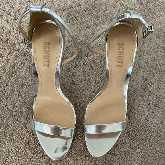 Schutz Cady Lee sz 10.5 silver heels - Picture 1 of 4